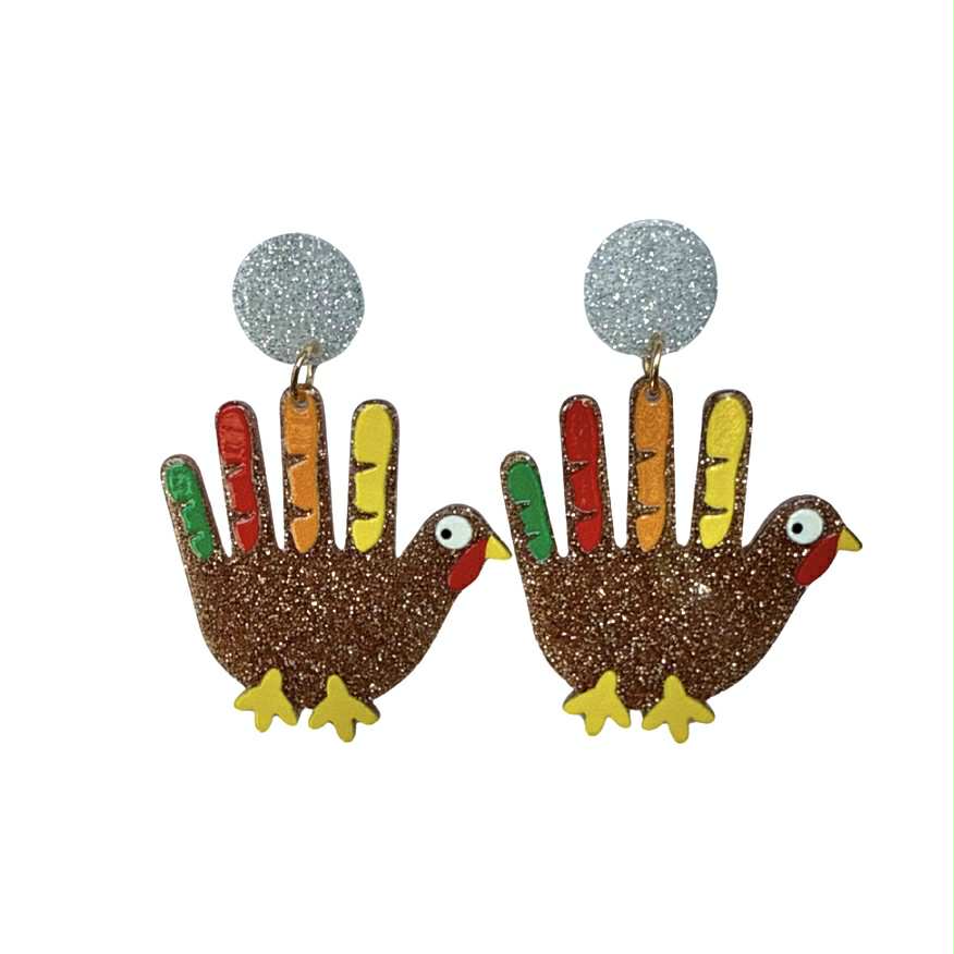Handprint Turkey Earrings