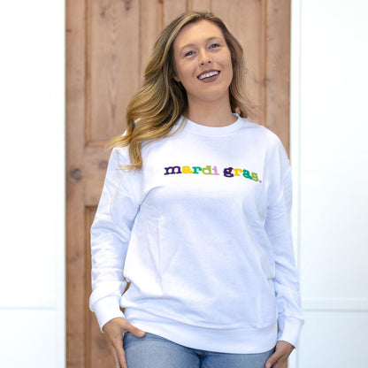 White Mardi Gras Sweatshirt