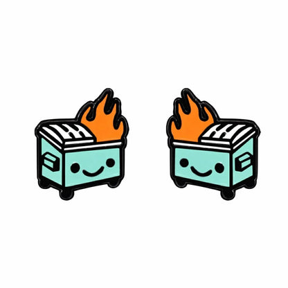 Acrylic Dumpster Fire Stud Earrings