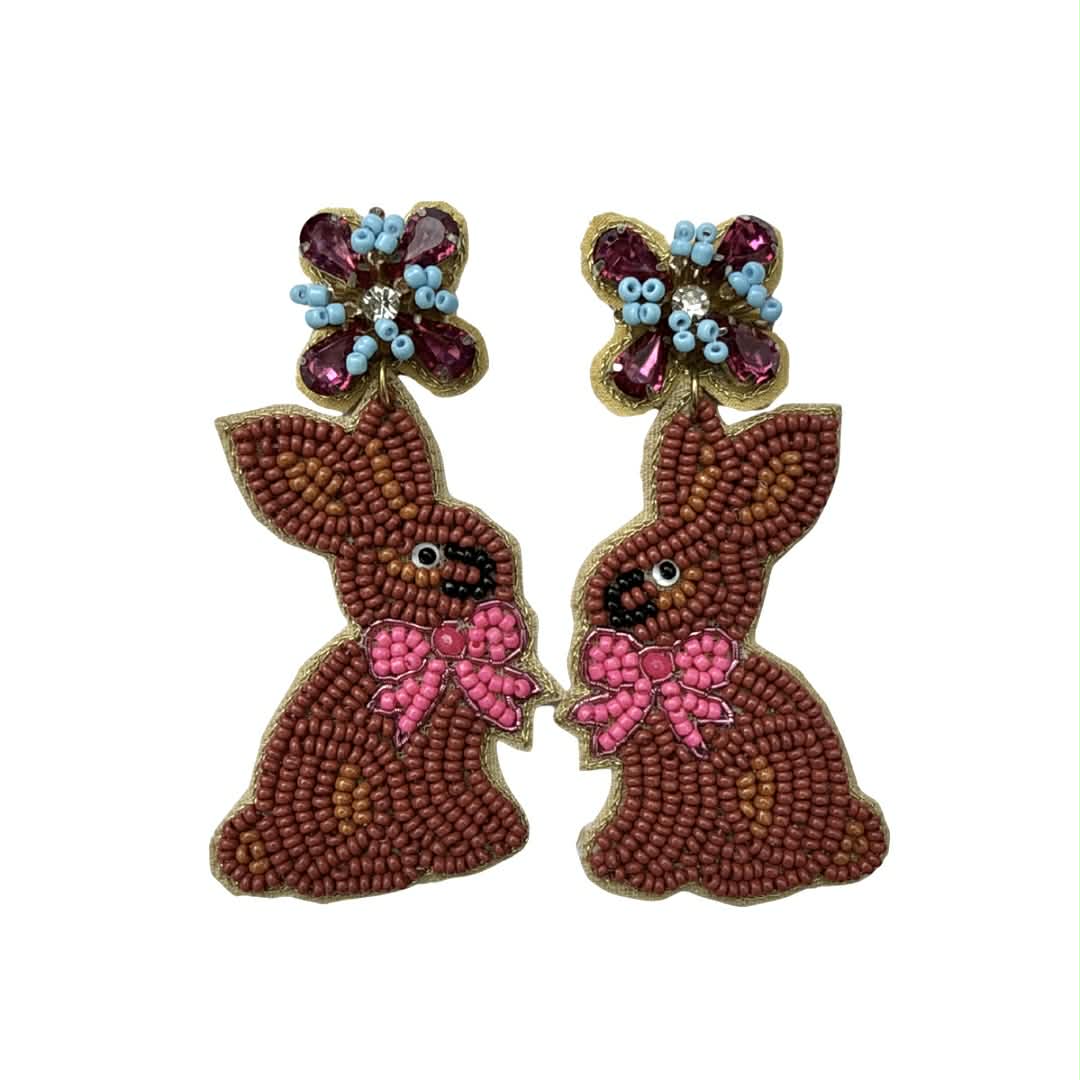 Chocolate Bunny Beaded Earrings