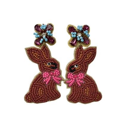 Chocolate Bunny Beaded Earrings