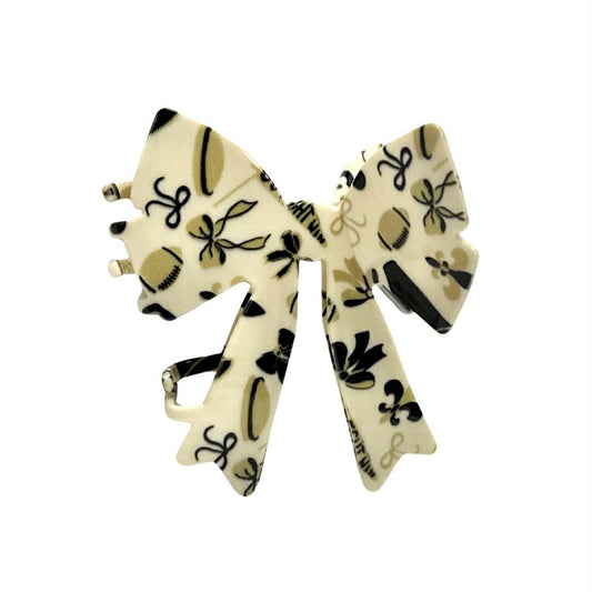 Football Icon Bow Claw Clip, Black & Gold