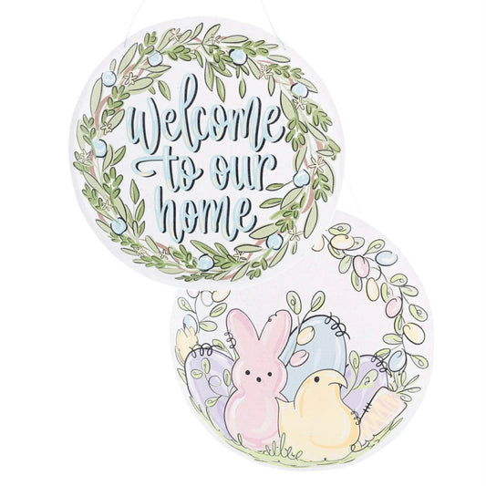 Welcome to Our Home/Peeps Reversible Door Hanger