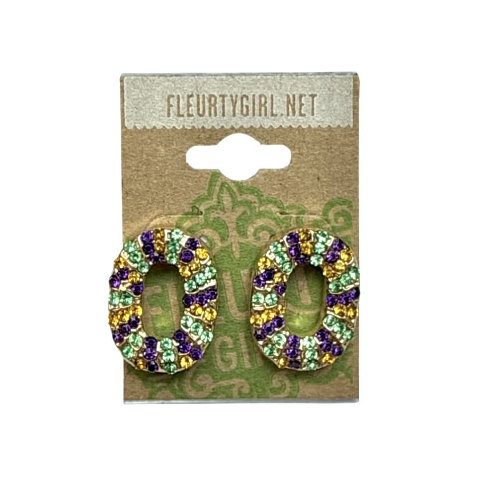 Rhinestone King Cake Stud Earrings