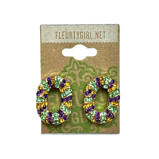 Rhinestone King Cake Stud Earrings