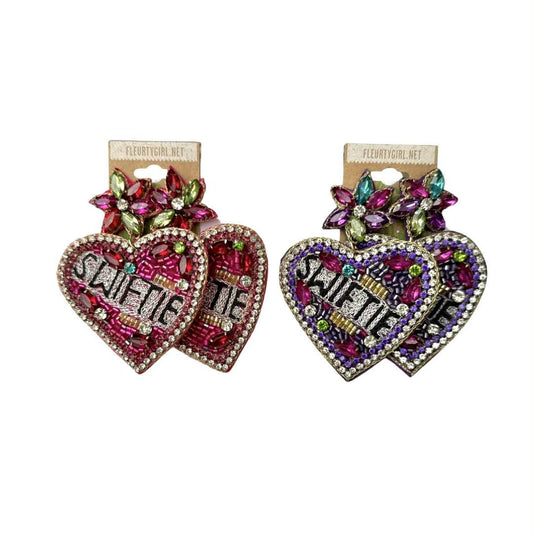 Bejeweled Heart Dangle Earrings
