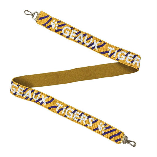 Geaux Tigers Stripe Beaded Purse Strap