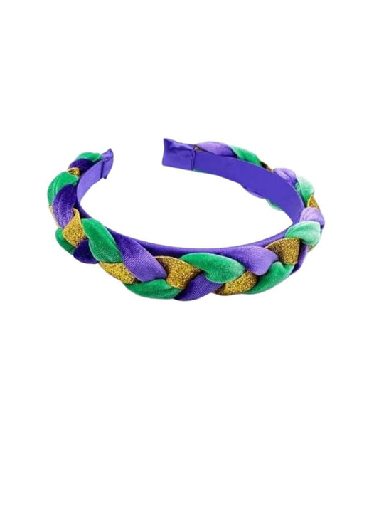 Mardi Gras Braided Velvet Headband