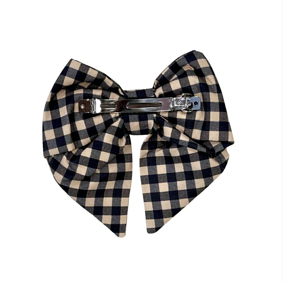Black & Gold Plaid Hair Bow