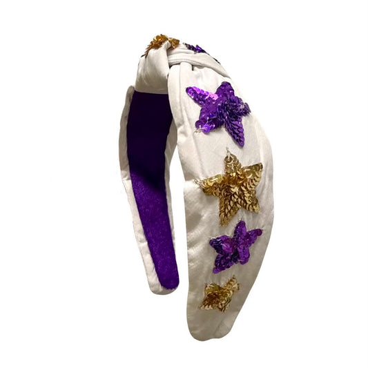 Sequin Star Headband, Purple & Gold