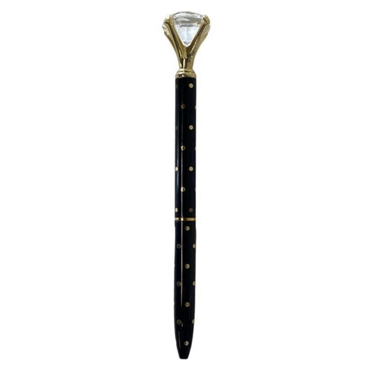 Gem Pen, Black Gold Polka Dot