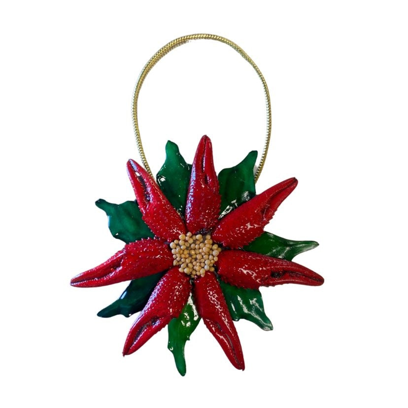 Crawfish Poinsettia Ornament