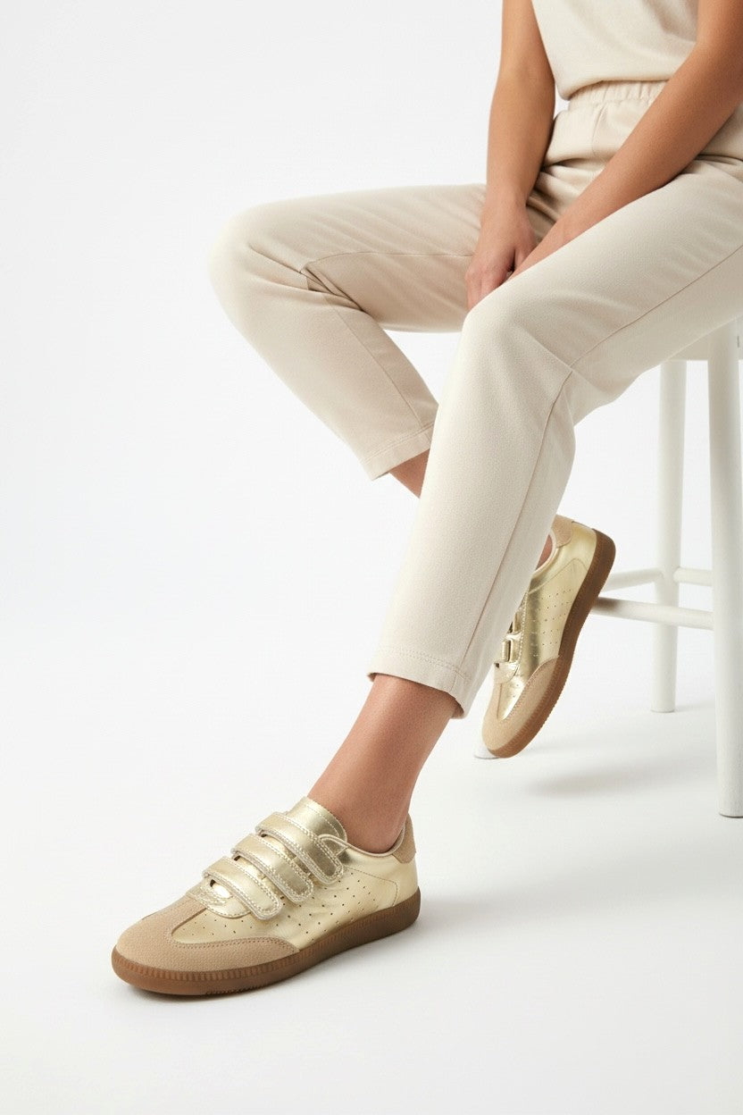 Gold Velcro Sneakers