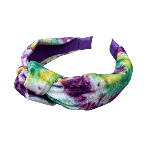 Mardi Gras Tie Dye Knotted Headband