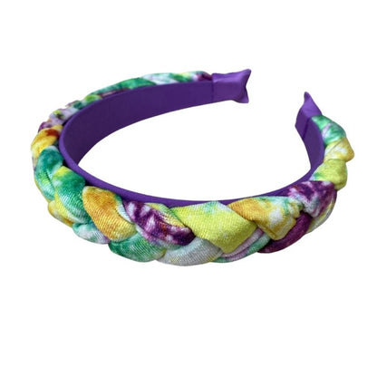 Mardi Gras Tie Dye Braided Headband