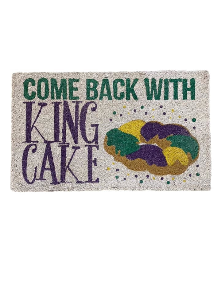 Come back with King Cake Door Mat, White