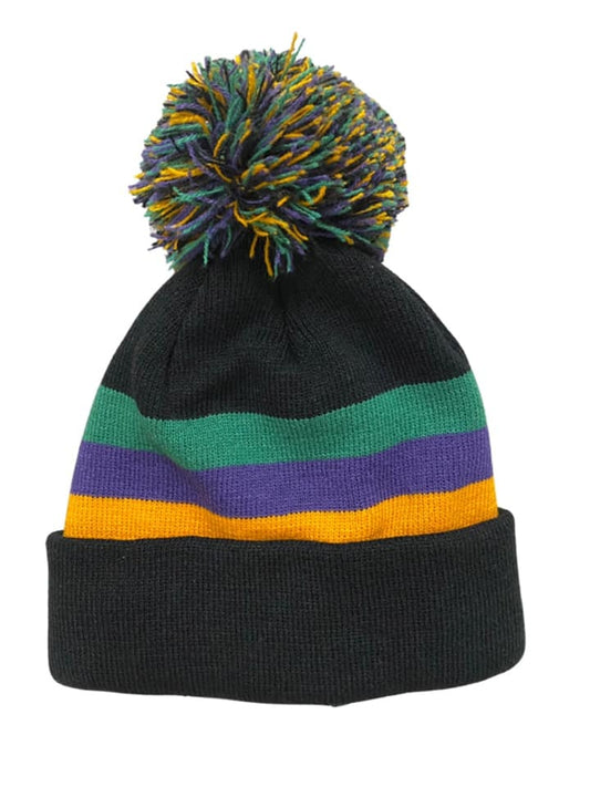 Mardi Gras Color Block Beanie, Black