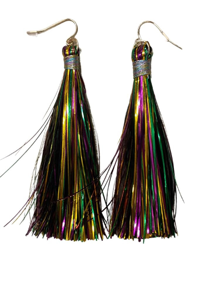 Mardi Gras Tinsel Earrings