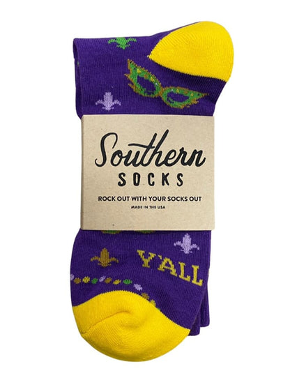 Mardi Gras Y'all Socks