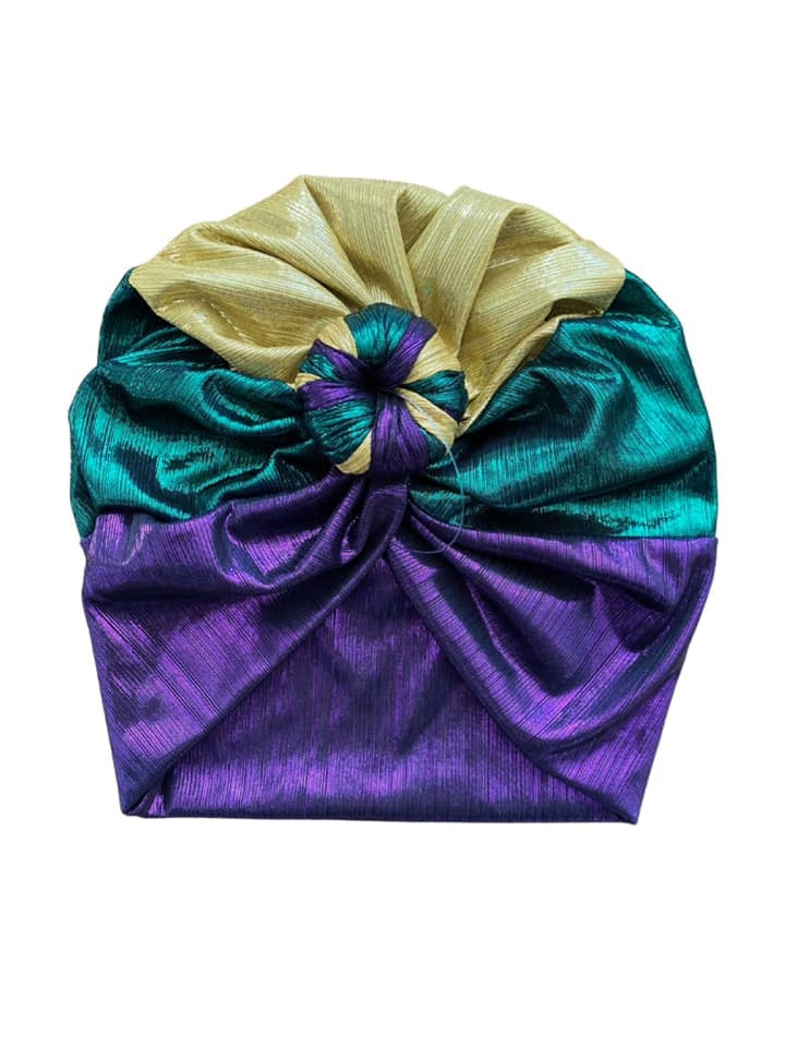 Mardi Gras Shimmer Turban w/Knot