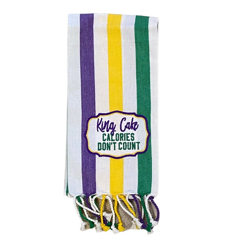 King Cake Calories Towel, Striped