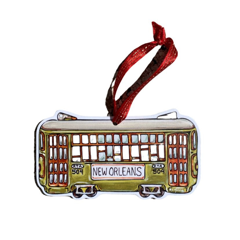 Green Streetcar Ornament