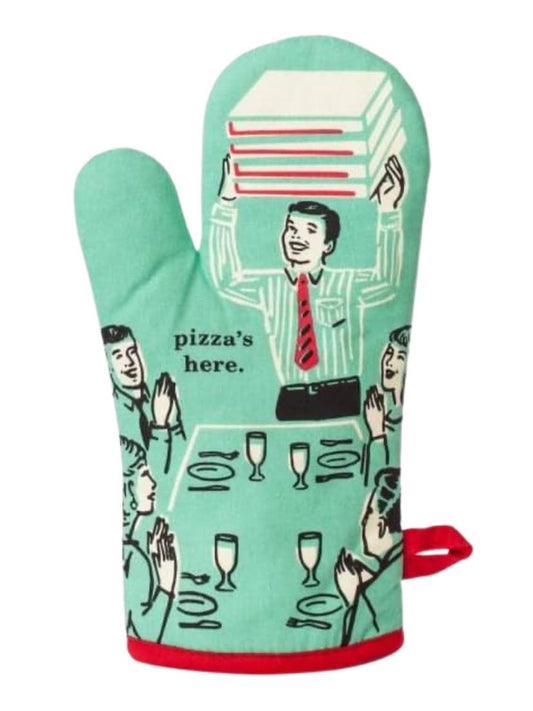 Pizza's Here Oven Mitt