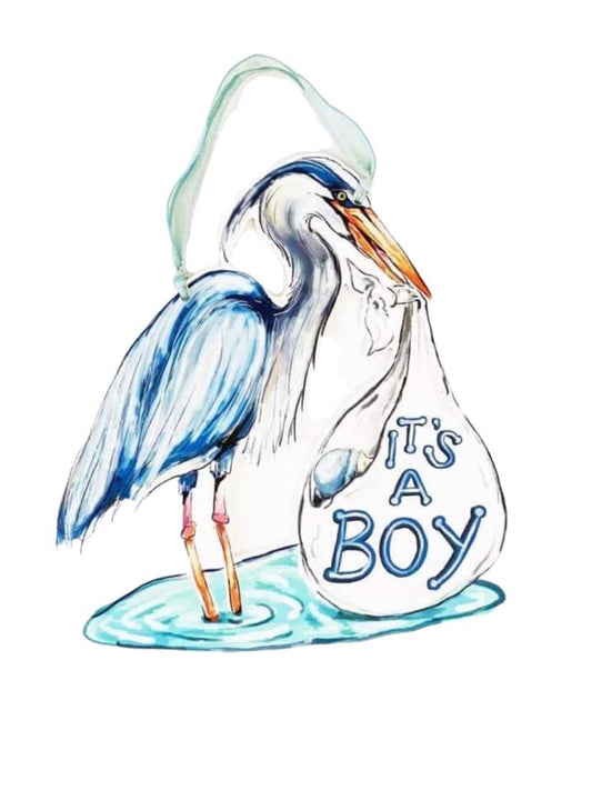 It's a Boy Blue Heron Door Hanger