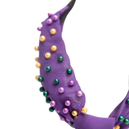 Mardi Gras Headband with Pearls, Purple