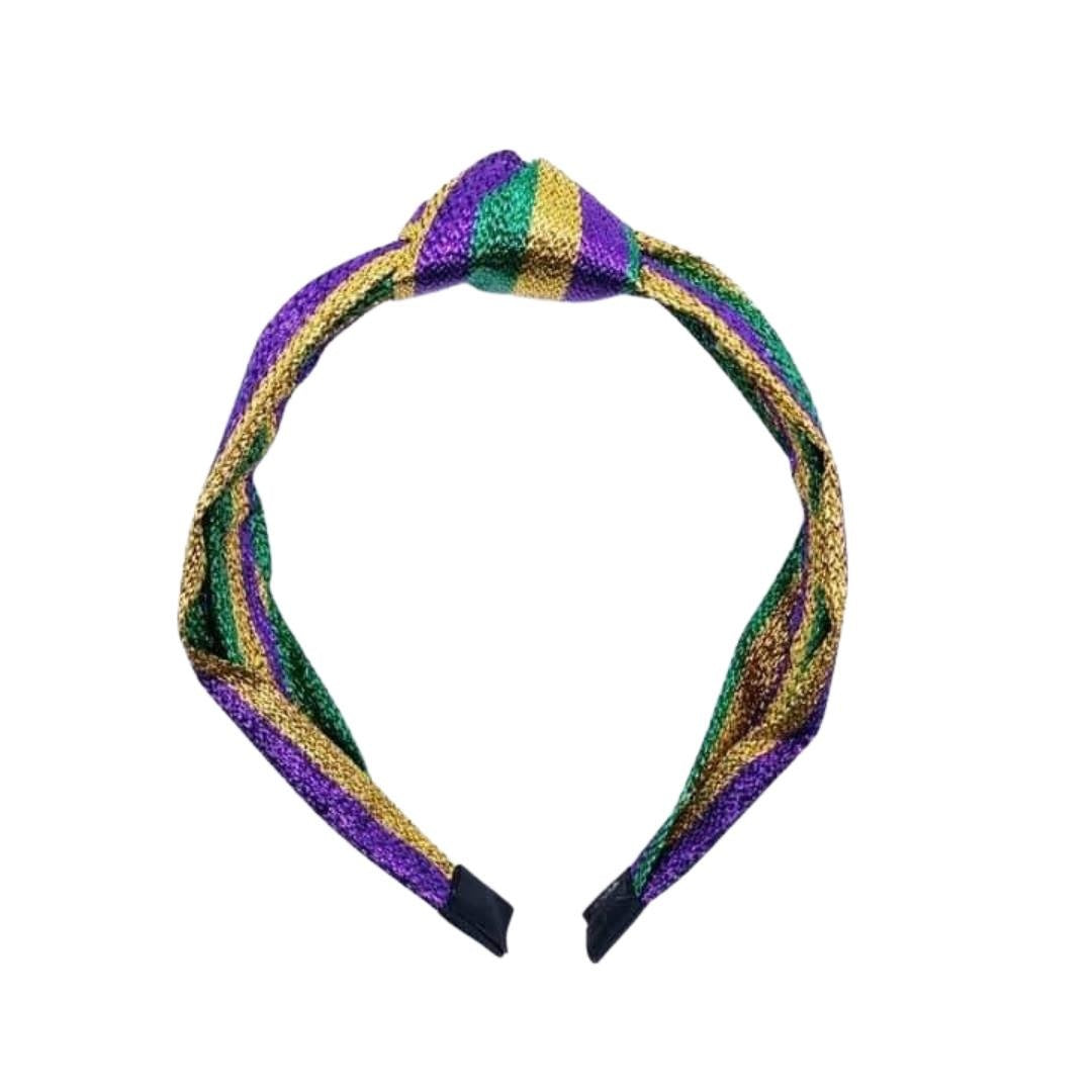 Mardi Gras Metallic Stripe Knotted Headband