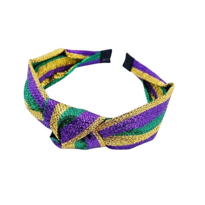 Mardi Gras Metallic Stripe Knotted Headband