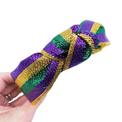 Mardi Gras Metallic Stripe Knotted Headband