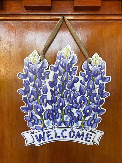 Bluebonnet Welcome Door Hanger