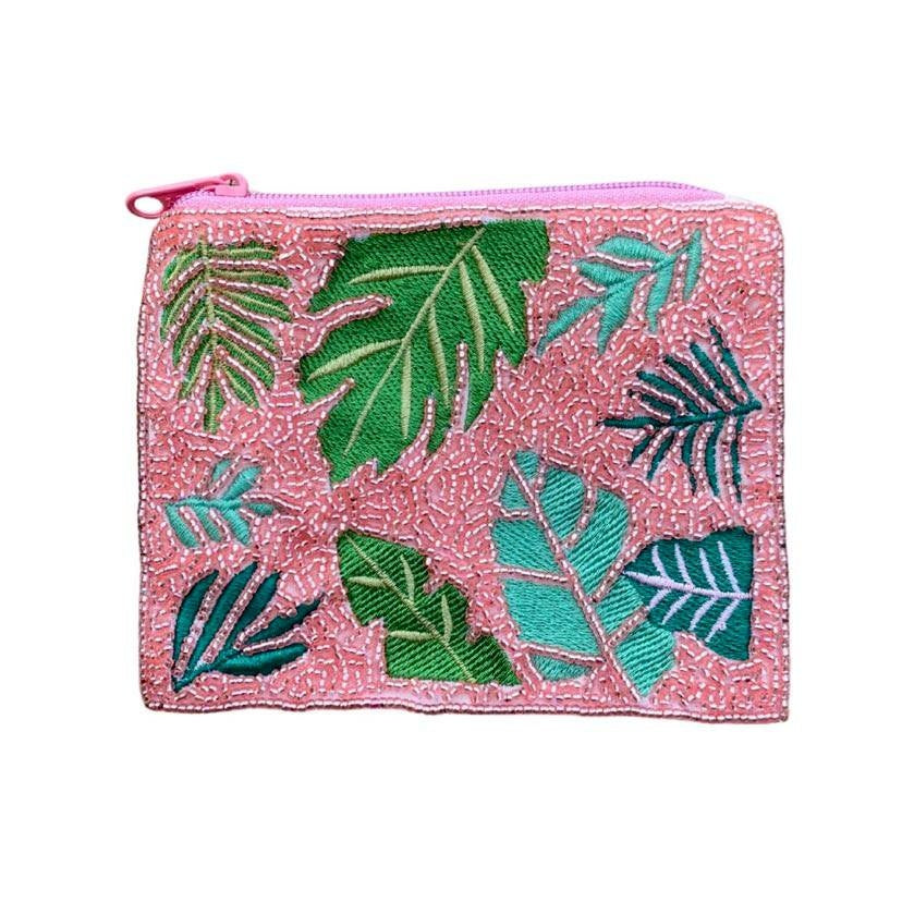 Palm Leaf Beaded Pouch