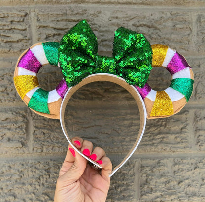 King Cake Mouse Ears Headband