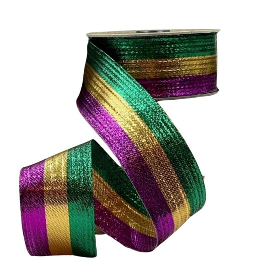 Tri Color Metallic Ribbon, 1.5"