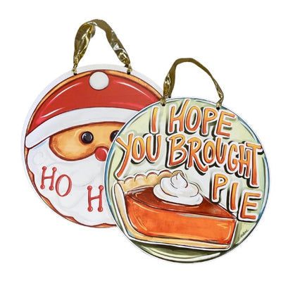 Pumpkin Pie Santa Reversible Door Hanger