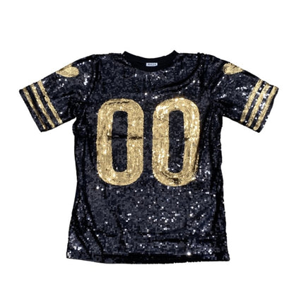 Black & Gold Jersey Sequin Tunic Dress Fleurty Girl Black & Gold Jersey Sequin Tunic Dress Fleurty Girl