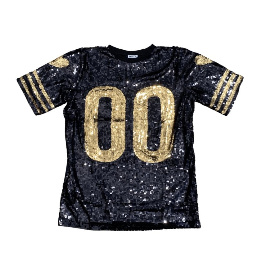 Black & Gold Jersey Sequin Tunic Dress