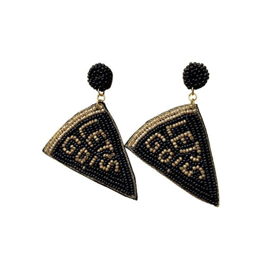 Let's Go Pennant Earrings, Black & Gold