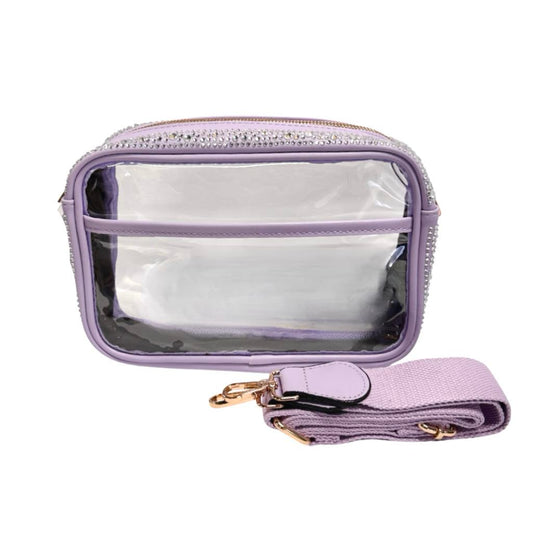 Gem Trimmed Clear Bag, Purple