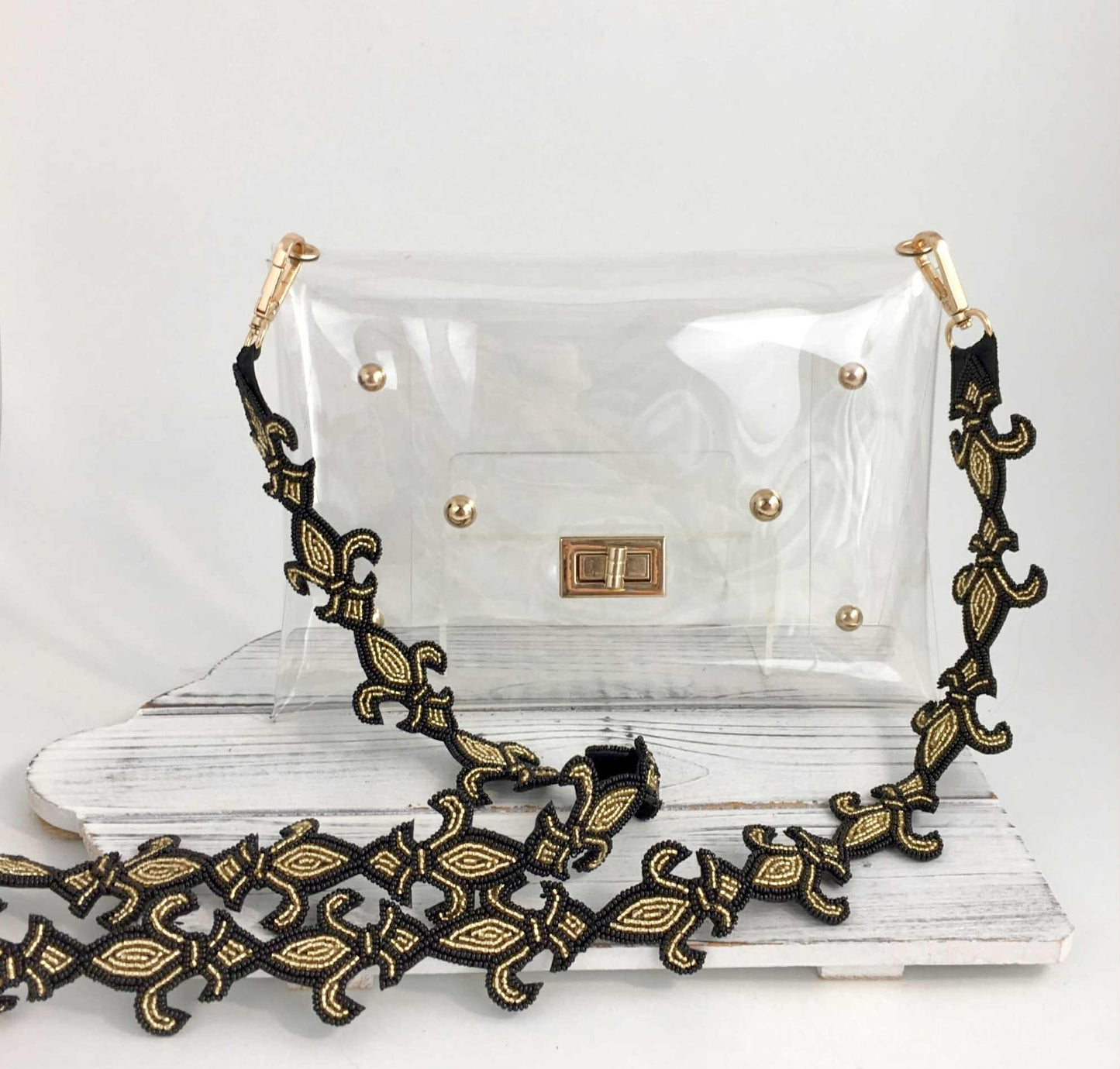 Fleur de Lis Strap Clear Purse