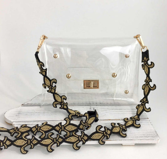 Fleur de Lis Strap Clear Purse