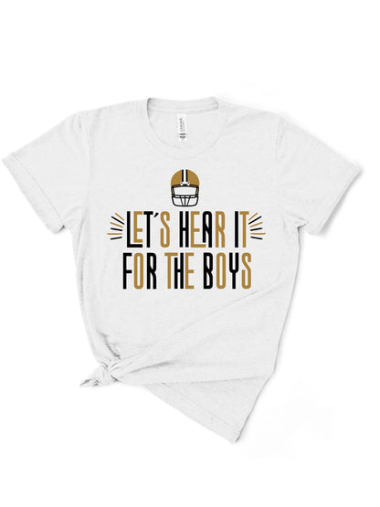 Let's Hear it for the Boys Tee, Black & Gold