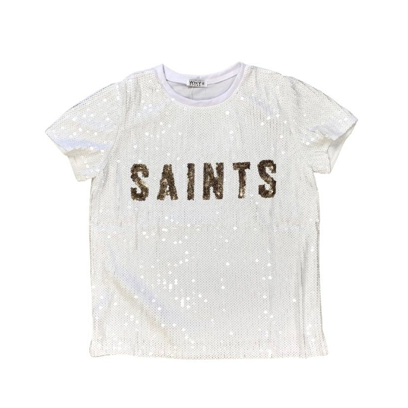 Sequin Saints Top, White