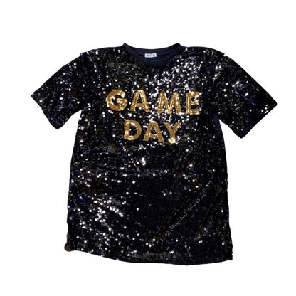 Black Sequin Game Day Tunic Dress