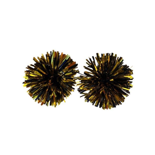 Tinsel Post Earrings, Black & Gold