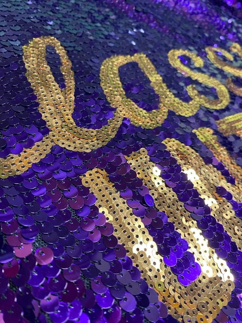 Classy Until Kick Off Sequin Tunic Dress, Purple & Gold