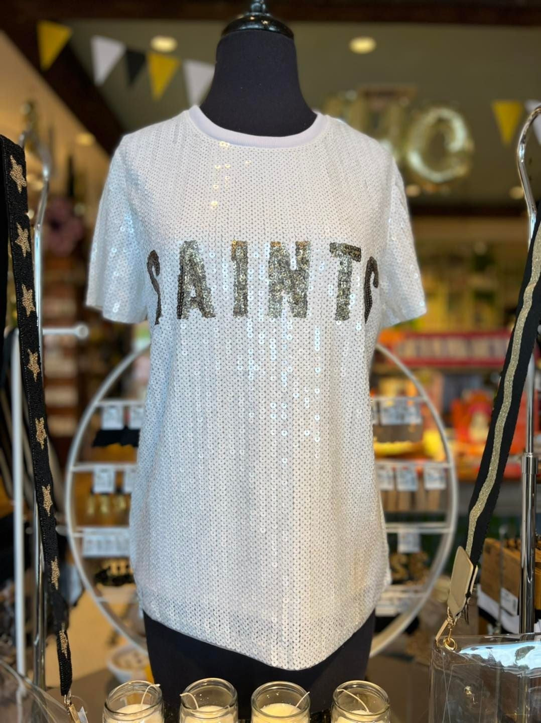 Sequin Saints Top, White