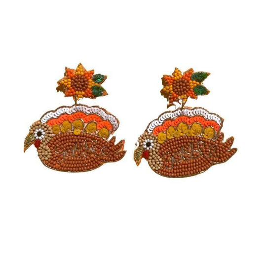 Gobble Turkey Beaded Earrings